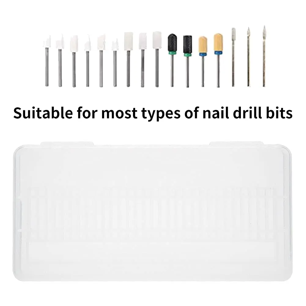 YUYTE Nail Drill Bits Case, 30 Holes Storage Box for Manicure, Transparent Plastic Organizer, 14.4cm x 7cm x 1.4cm, Durable & Space Saving - view 3