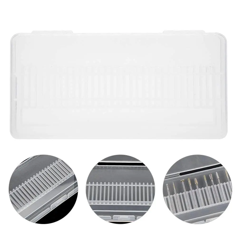 YUYTE Nail Drill Bits Case, 30 Holes Storage Box for Manicure, Transparent Plastic Organizer, 14.4cm x 7cm x 1.4cm, Durable & Space Saving - view 4