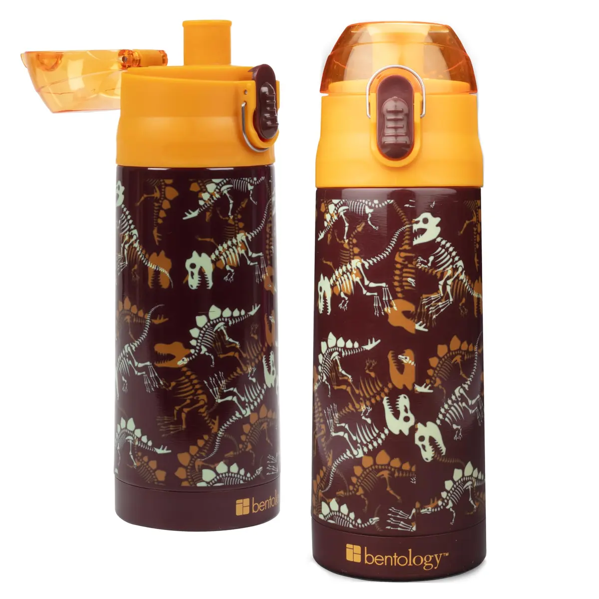 Bentology Stainless Steel Insulated Water Bottle 590ml (13 oz) Dino | Spill-Proof Lid with Built-in Spout - main product image