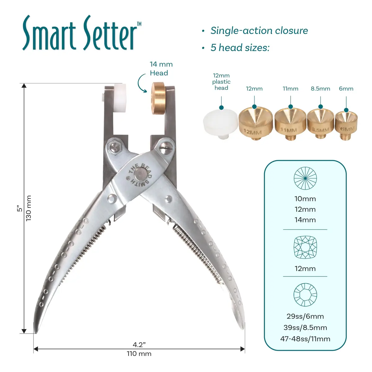The Beadsmith Smart Setter Parallel Pliers with 6 Heads | Jewelry Making Tool for Gemstone Setting - view 4