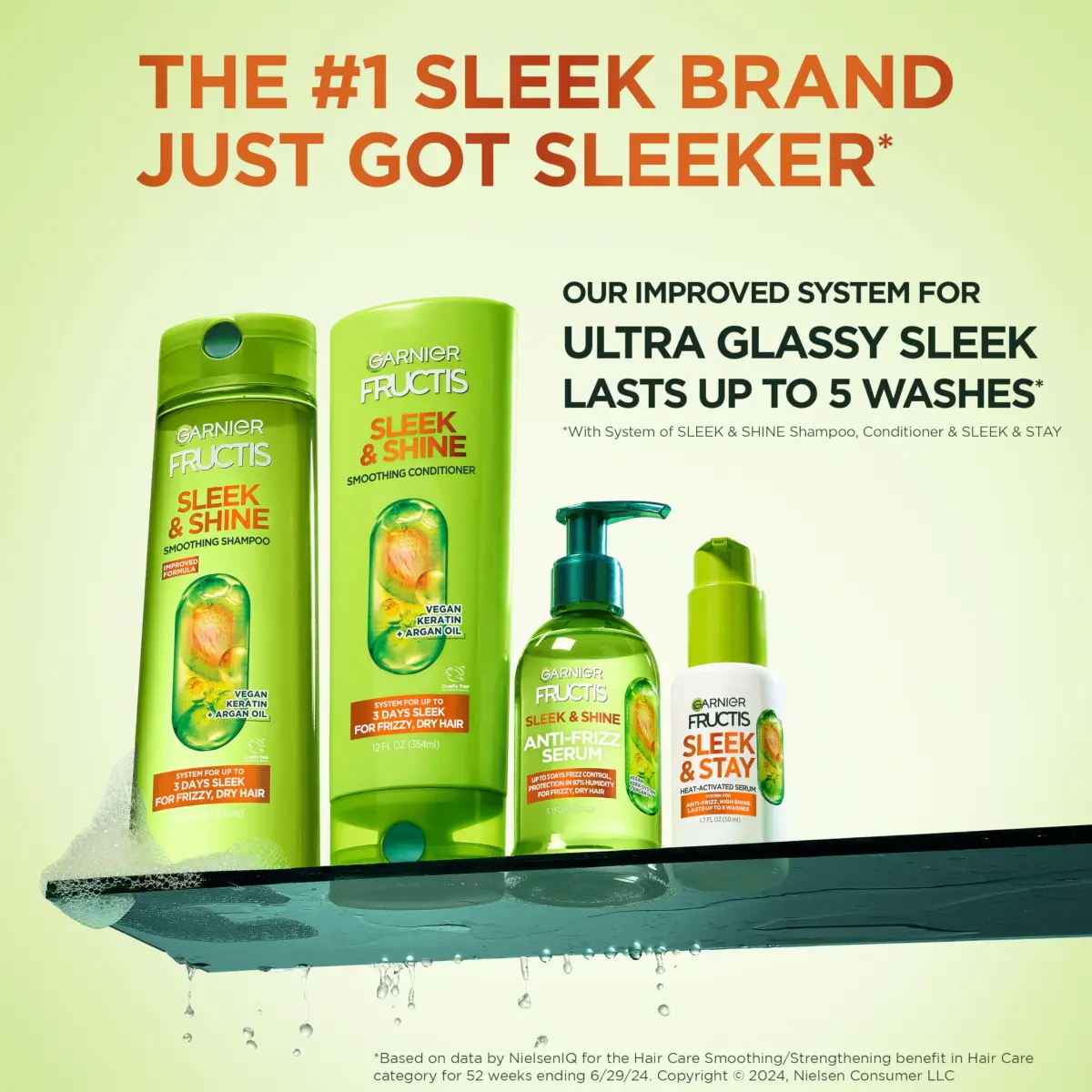 Garnier Fructis Sleek & Shine Shampoo, Conditioner & Moroccan Sleek Oil Set for Frizzy, Dry Hair | 3-Piece Set - view 2