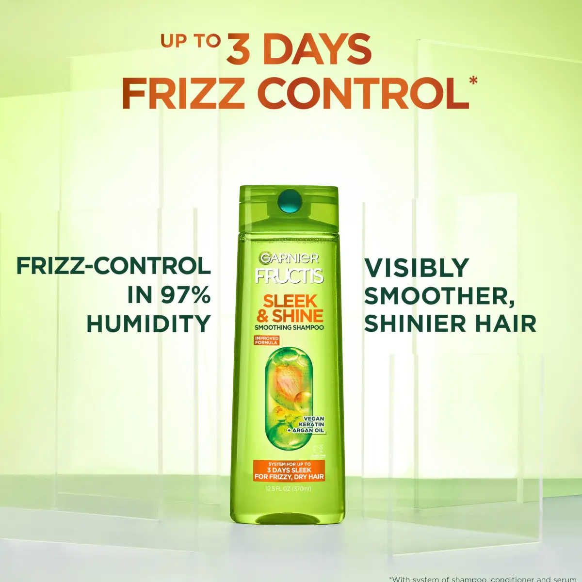 Garnier Fructis Sleek & Shine Shampoo, Conditioner & Moroccan Sleek Oil Set for Frizzy, Dry Hair | 3-Piece Set - view 3