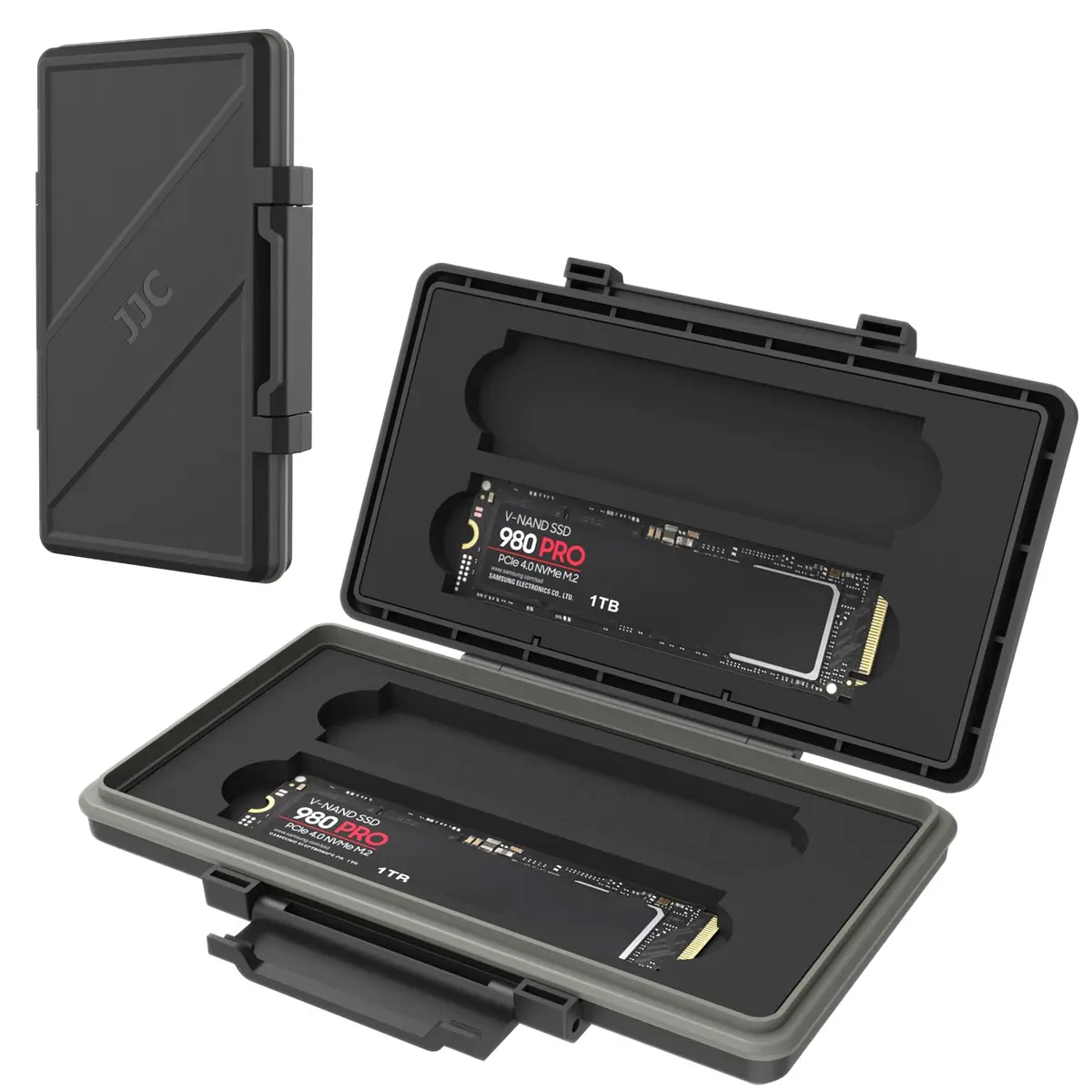 Kiorafoto 4-Slot M.2 NVMe SSD Case 130mm (5.1in) | Water-Resistant & Anti-Shock Protective Wallet Organizer - main product image