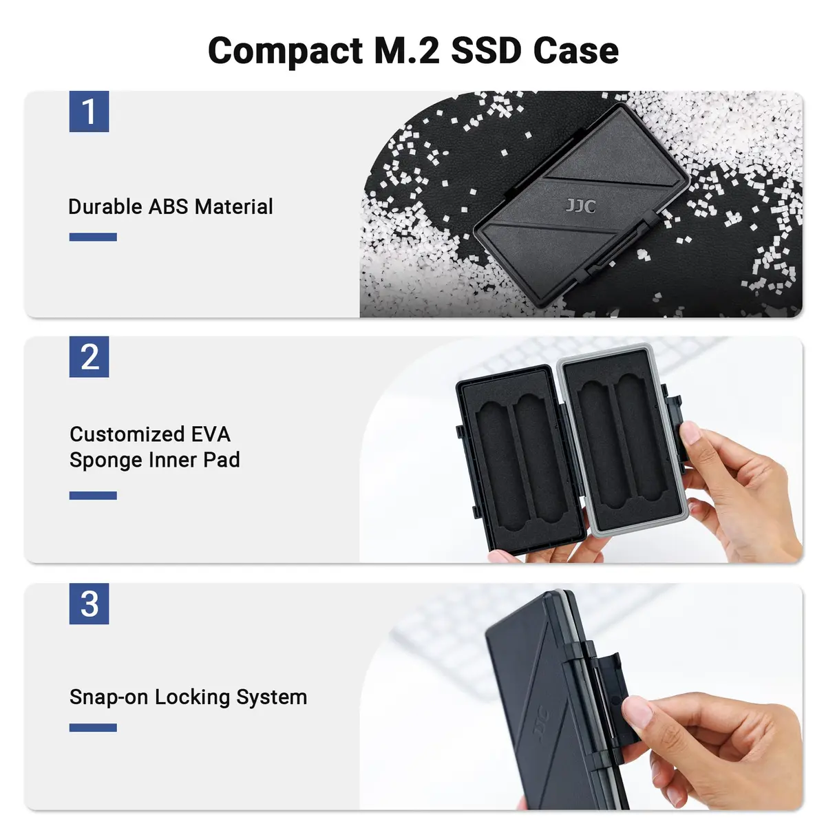 Kiorafoto 4-Slot M.2 NVMe SSD Case 130mm (5.1in) | Water-Resistant & Anti-Shock Protective Wallet Organizer - view 6