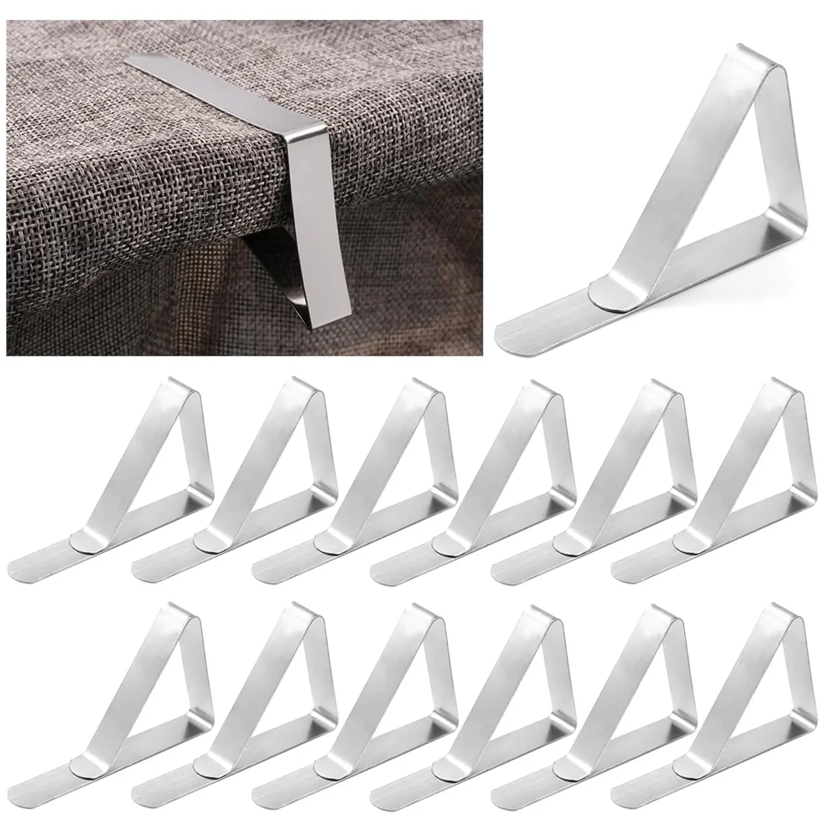 T-Antrix 12 Pack Stainless Steel Tablecloth Clips | Firmly Hold Up to 1.7" Thick Tables - view 9