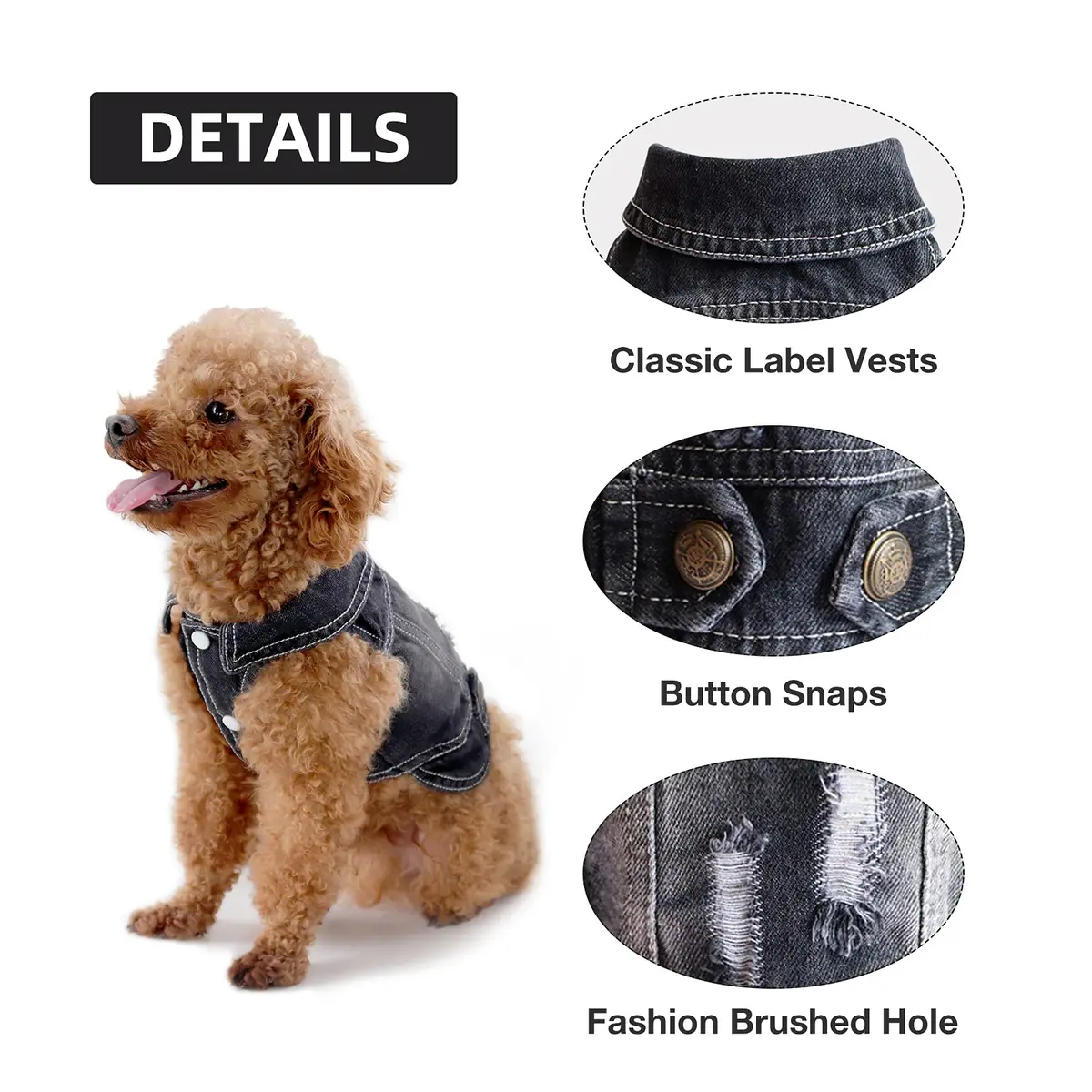 SILD Dog Jeans Jacket Small XS | Retro Denim Pet Coat with Button Closure - view 3