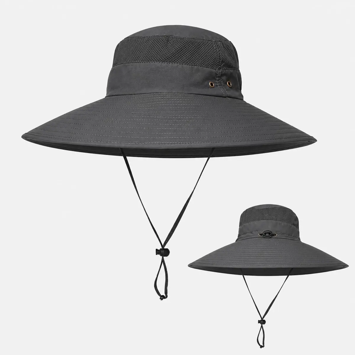 HUAMULAN Men Wide Brim Sun Hat with UPF 50+ Protection, 6-inch Brim, Dark Gray | Foldable & Packable for Travel - view 2