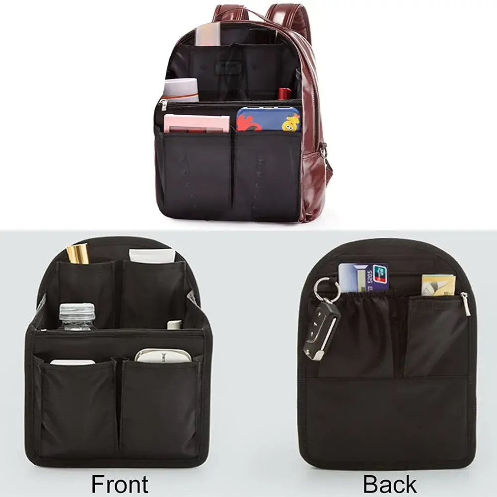 HOYOFO Mini Backpack Organizer Insert Black 19.5cm (7.7") x 11cm (4.3") x 27cm (10.6") | Waterproof Nylon Caddy for Small Backpacks - view 2
