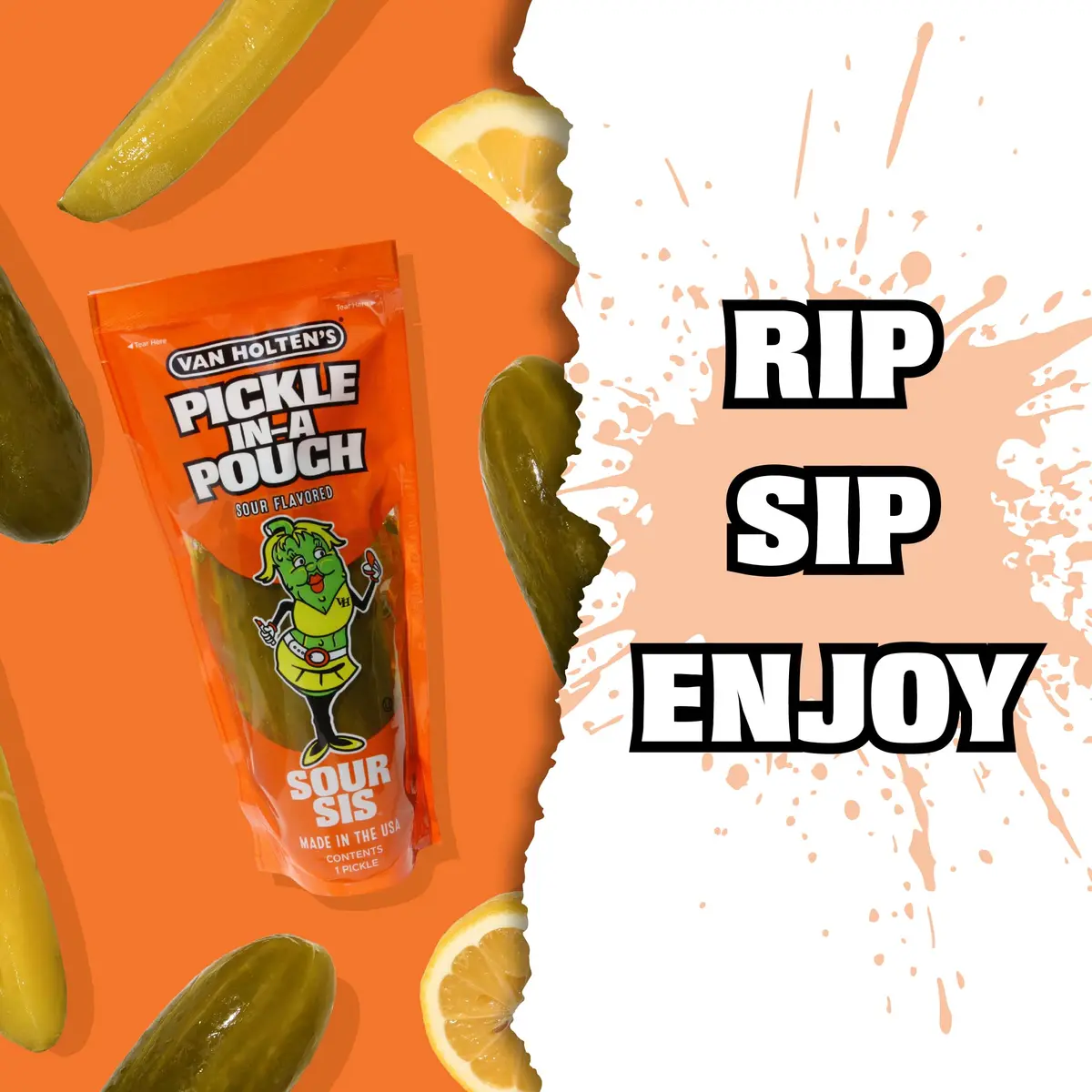 Van Holten's Sour Sis Pickle-In-A-Pouch 7oz (12 Pack) | Tangy Dill Snack on the Go - view 3