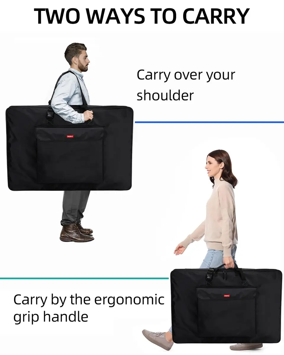 Nicpro Art Portfolio Bag 24 x 36 in (61 x 91 cm) | Waterproof Nylon Artist Carrying Case with Shoulder Strap - view 5