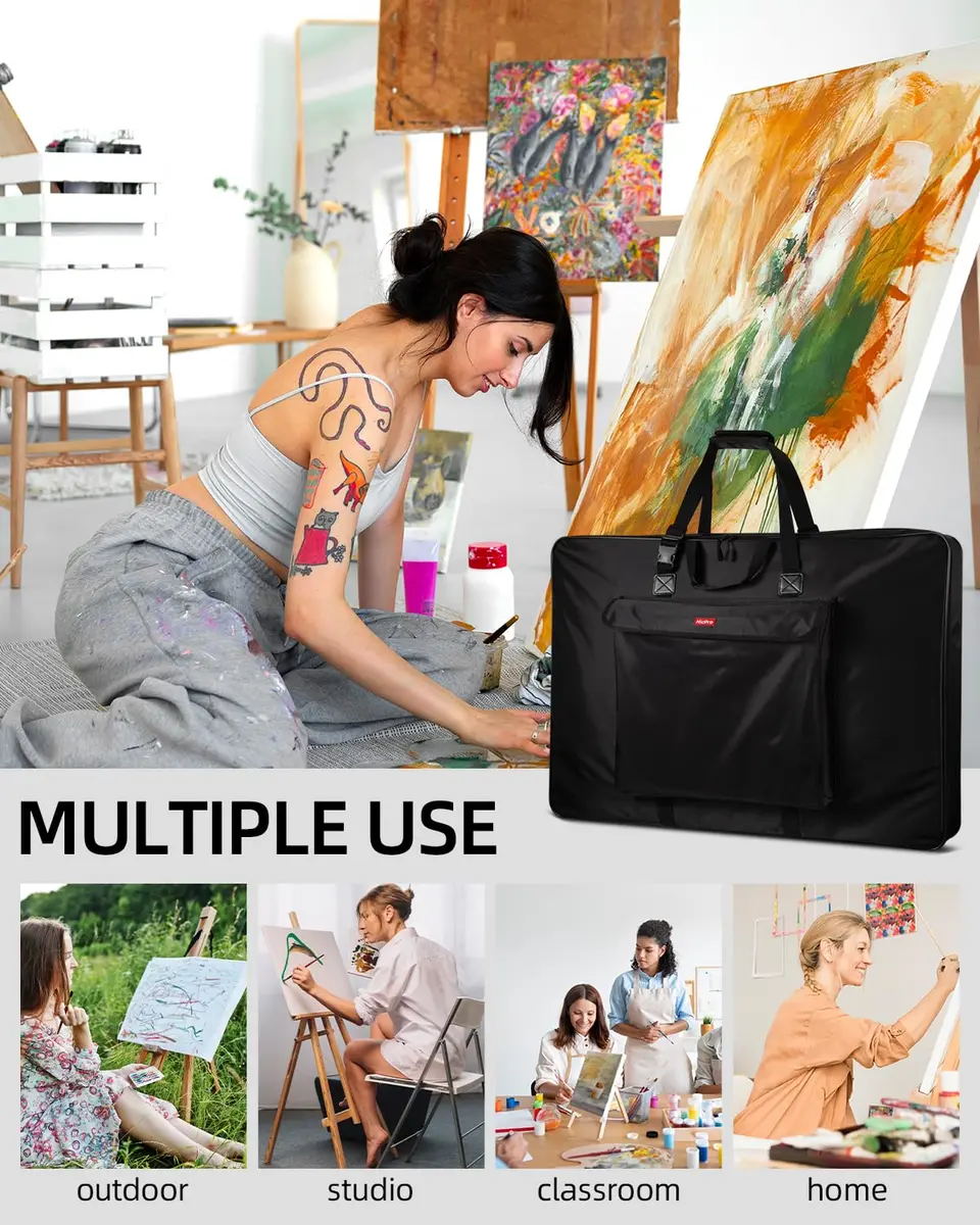 Nicpro Art Portfolio Bag 24 x 36 in (61 x 91 cm) | Waterproof Nylon Artist Carrying Case with Shoulder Strap - view 7