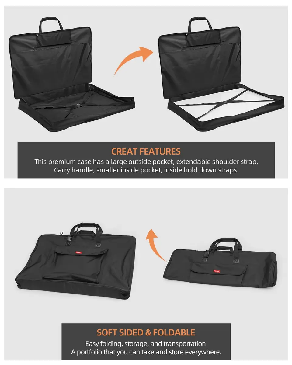 Nicpro Art Portfolio Bag 24 x 36 in (61 x 91 cm) | Waterproof Nylon Artist Carrying Case with Shoulder Strap - view 3