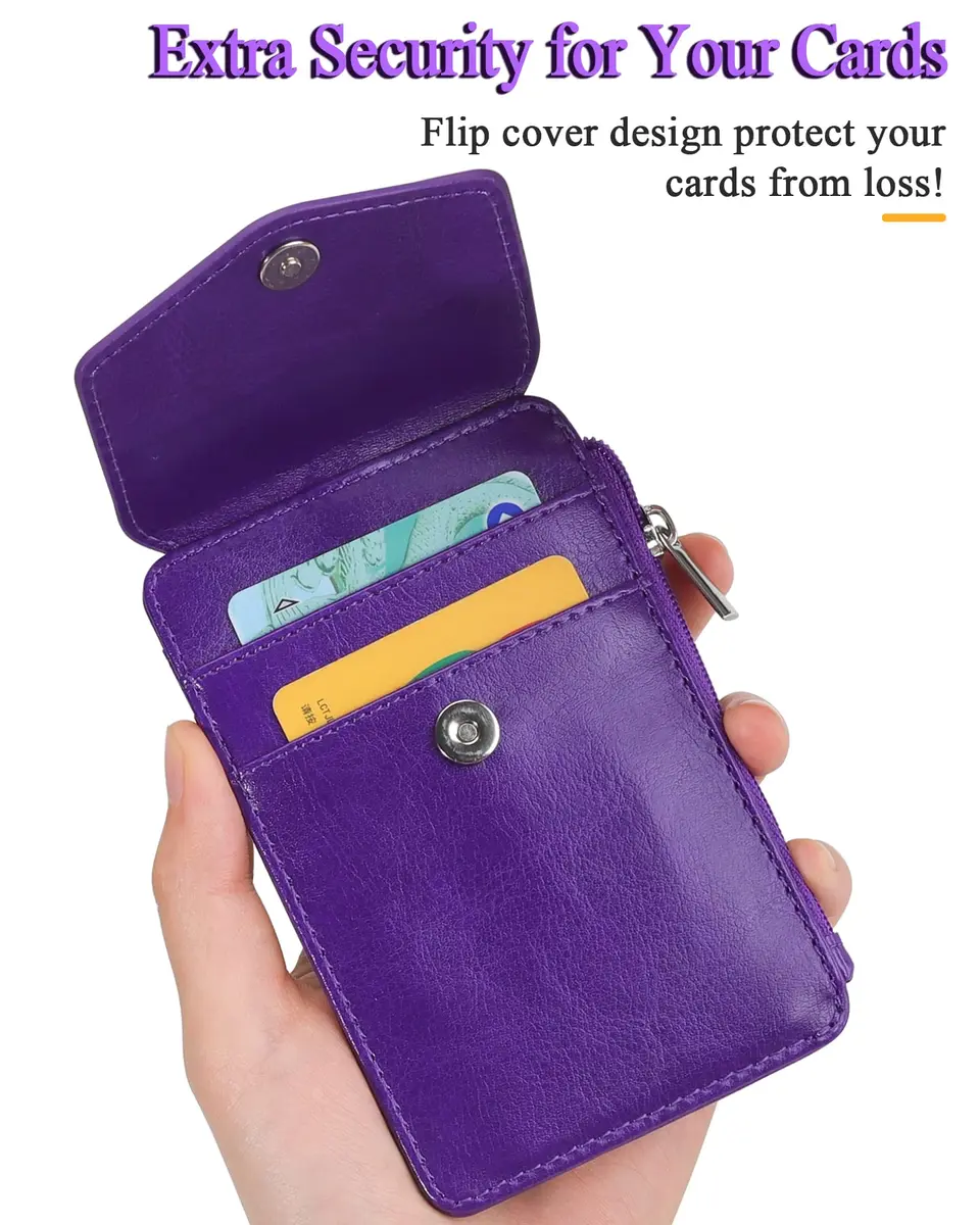 Teskyer Leather ID Badge Holder with Lanyard, Purple | Wallet & ID Organizer for Professionals - view 5