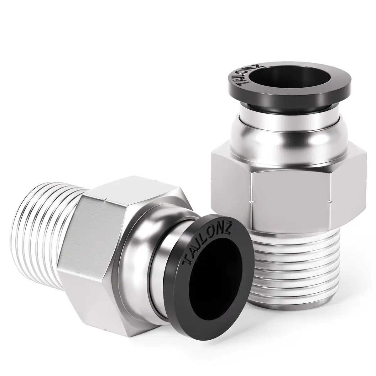 TAILONZ 1/4" Tube OD x 1/8" MNPT Straight Push to Connect Fitting 10Pcs | Copper & Plastic, Water & Air Compatible - main product image