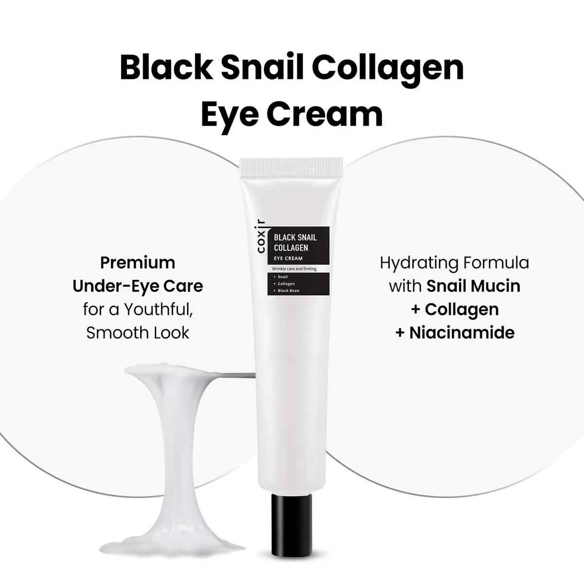 coxir Black Snail Collagen Eye Cream, Niacinamide, 30ml | Deep Hydration & Brightening for All Skin Types - view 2