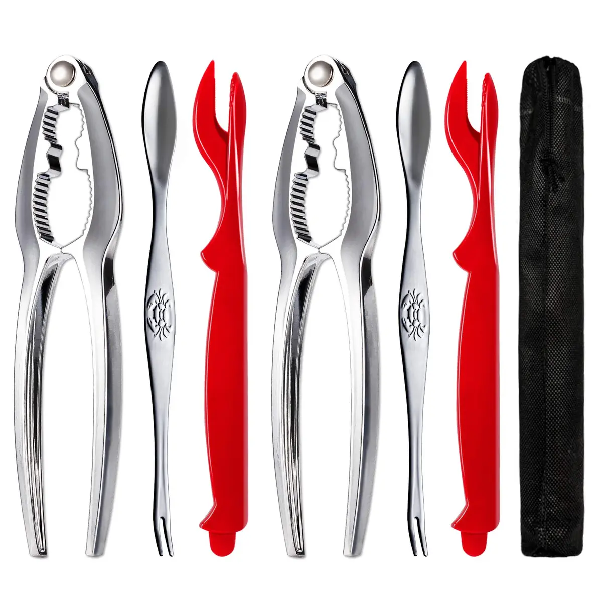 KXCOFTXI Crab Leg Crackers and Tools Set (6-Piece, Black) | Premium Seafood Utensils for King Crab & Lobster - main product image