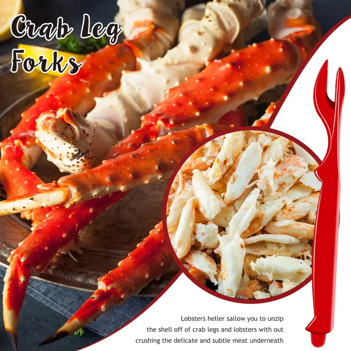 KXCOFTXI Crab Leg Crackers and Tools Set (6-Piece, Black) | Premium Seafood Utensils for King Crab & Lobster - view 5