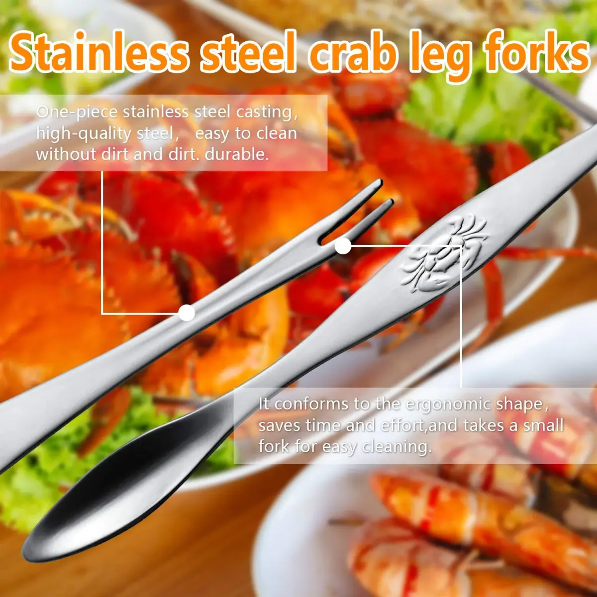 KXCOFTXI Crab Leg Crackers and Tools Set (6-Piece, Black) | Premium Seafood Utensils for King Crab & Lobster - view 6