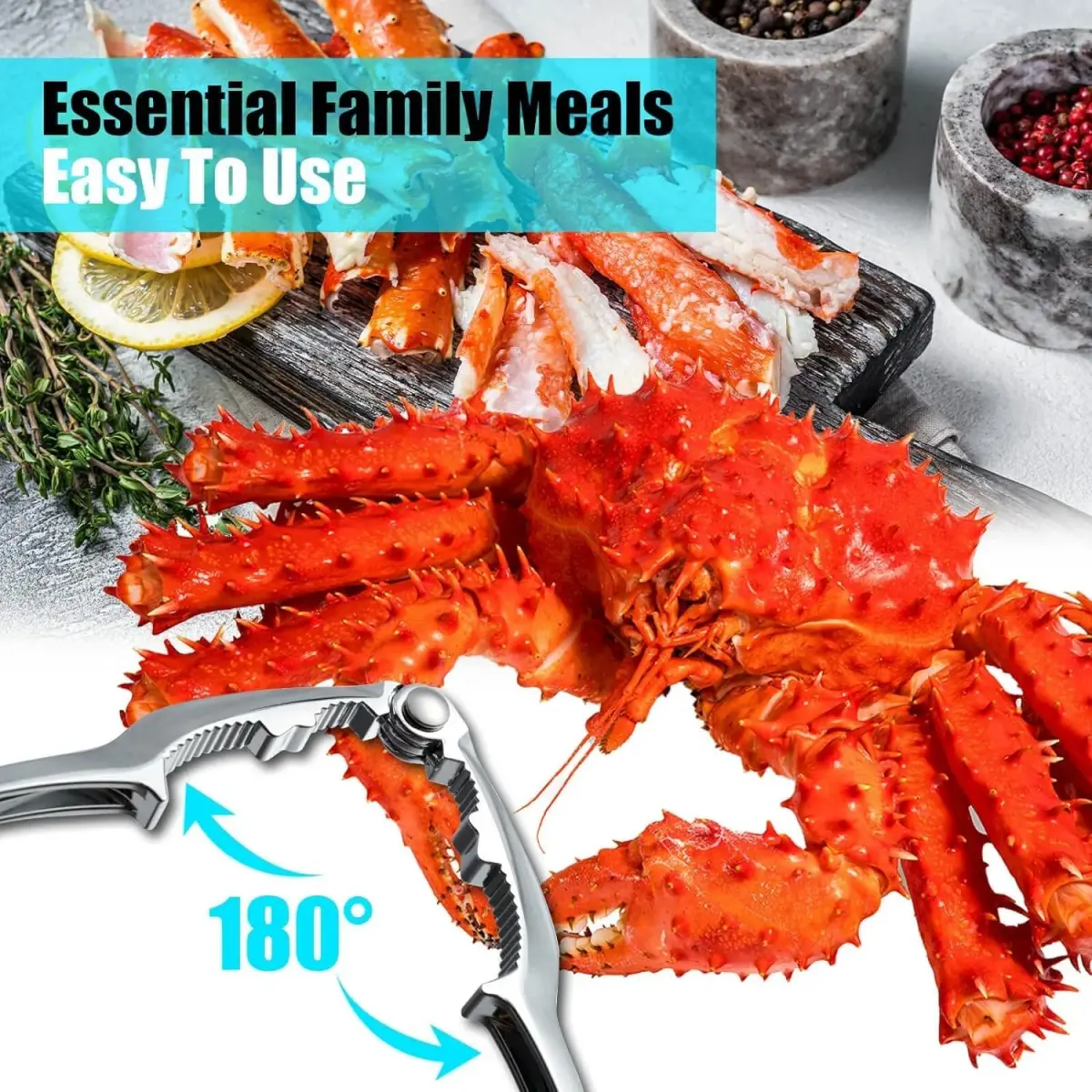 KXCOFTXI Crab Leg Crackers and Tools Set (6-Piece, Black) | Premium Seafood Utensils for King Crab & Lobster - view 8