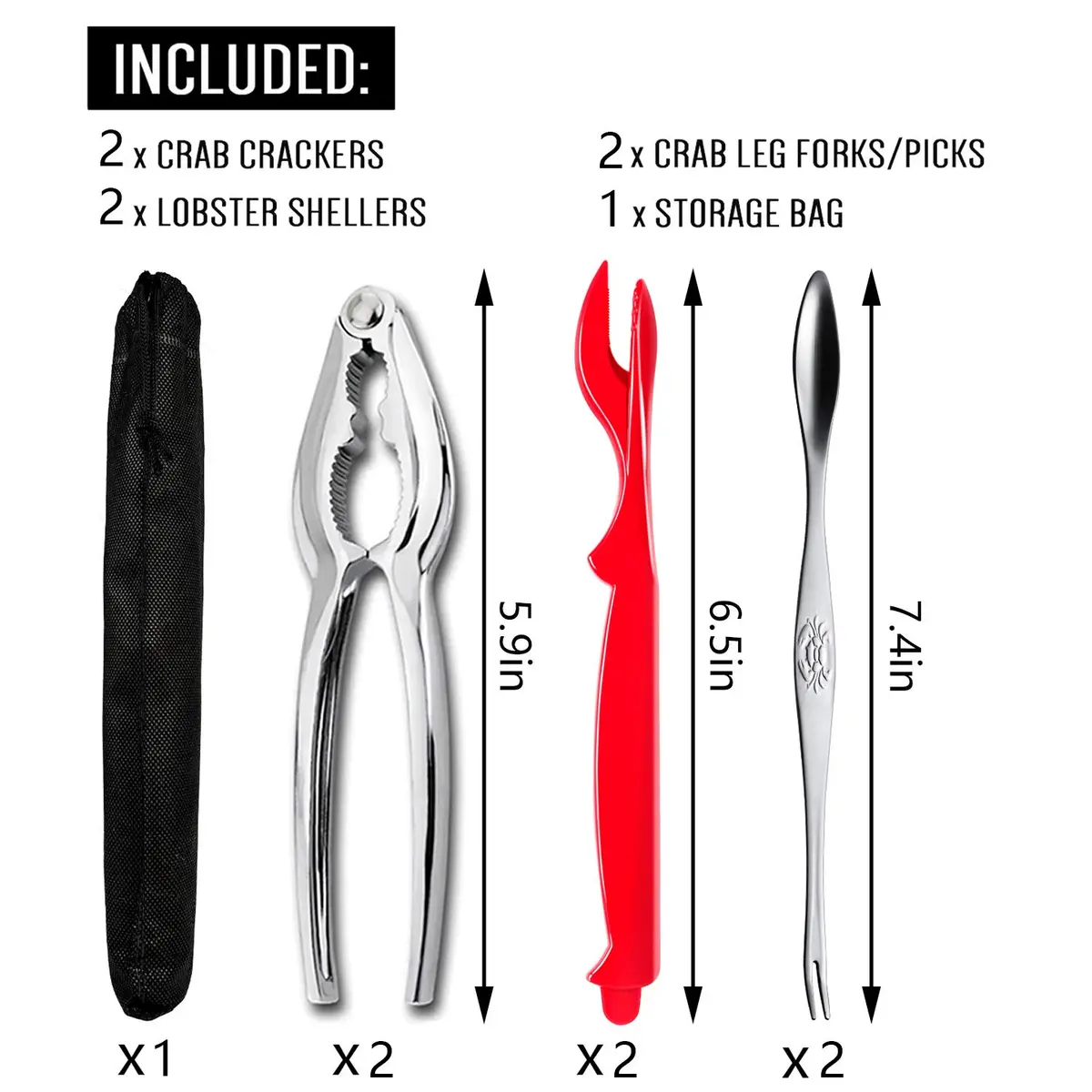KXCOFTXI Crab Leg Crackers and Tools Set (6-Piece, Black) | Premium Seafood Utensils for King Crab & Lobster - view 2