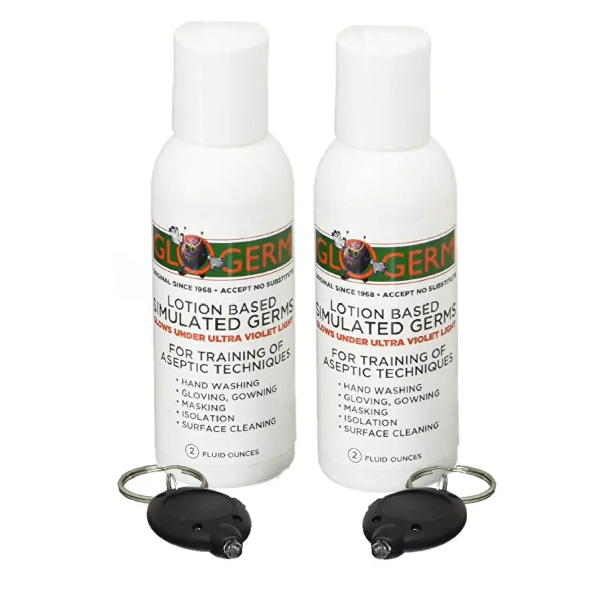 Glo Germ Mini Gel Kit 2 Pack (120ml / 4 oz Total) | Aseptic Training Tool with UV Light - main product image