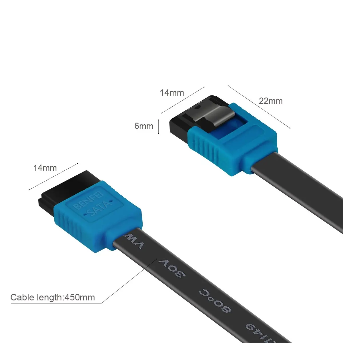 BENFEI SATA Cable III 18 Inch Blue | 6Gbps Data Transfer with Locking Latch - view 4