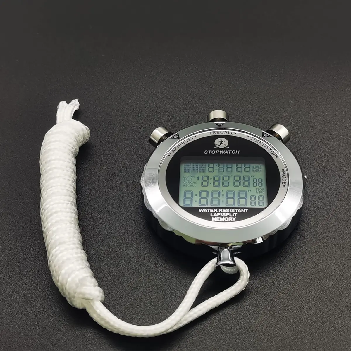 Rolilink Digital Stopwatch Timer 0.01s, Metal 10 Lap Memory, Large Display, Alarm for Sports & Marathon - view 6
