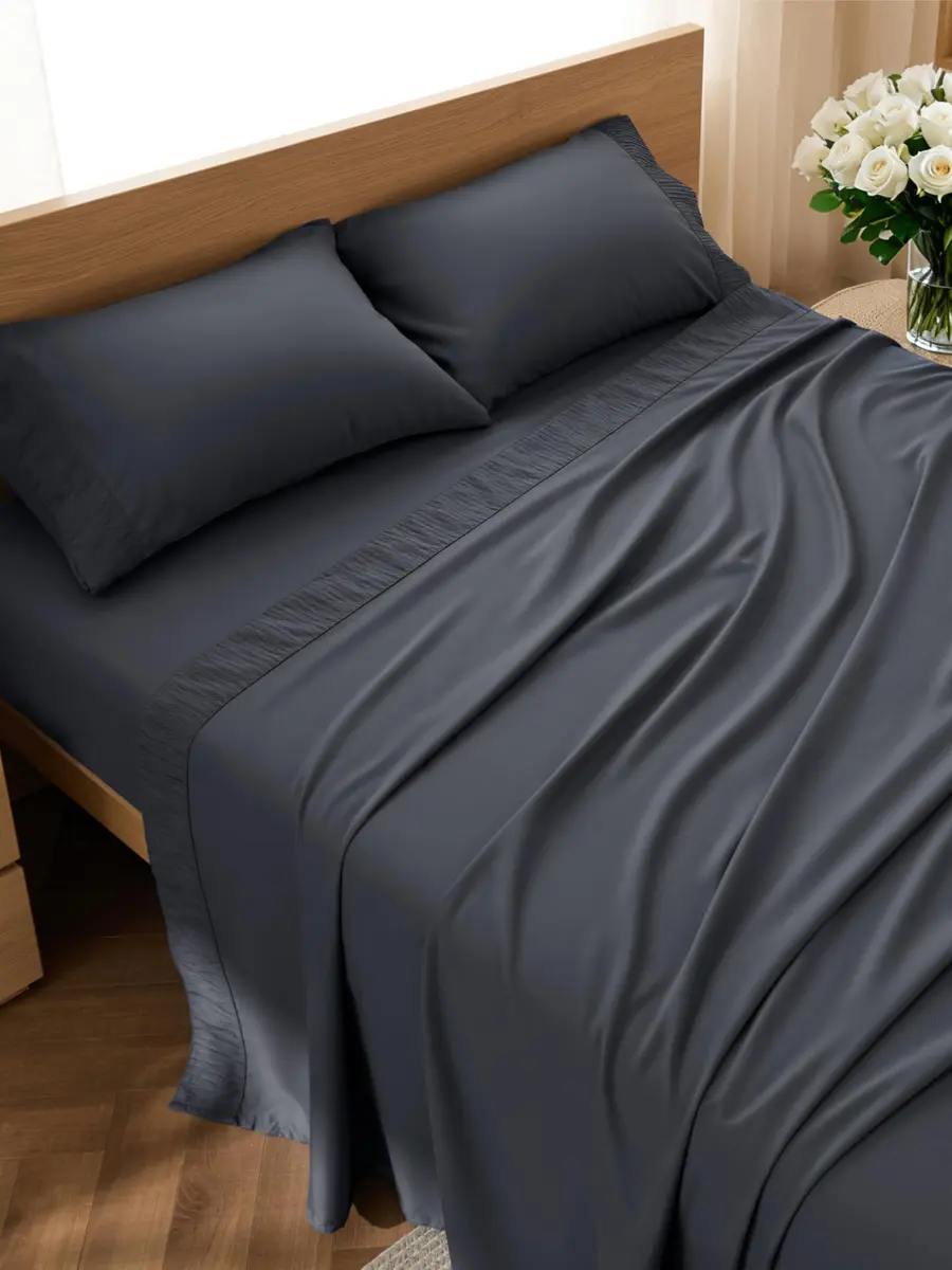Bedsure King Size Sheets Set - 4 Pieces Soft Microfiber Bedding - Breathable & Cooling - Hotel Luxury - Easy Care, Dark Grey - main product image