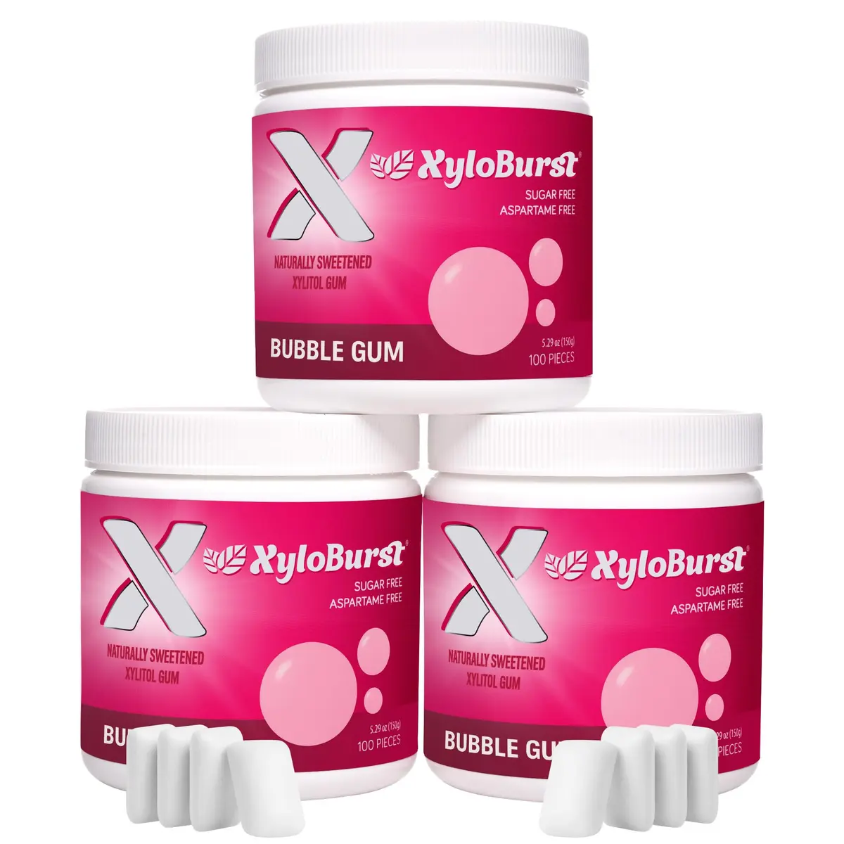 Xyloburst Chewing Gum | Sugar Free, Gluten Free, Keto Friendly | 3x100 Pieces | Oral Health Support - main product image