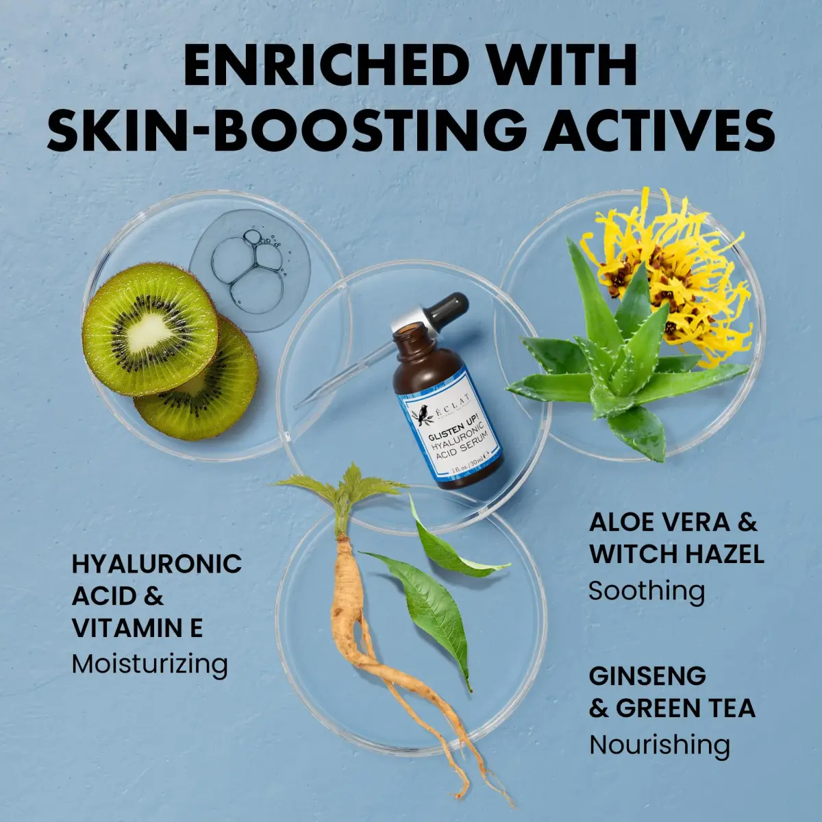 Eclat Skincare Hydrating Hyaluronic Acid Serum 30ml (1 Fl Oz) | Plumps & Smoothes Dry Skin - view 2