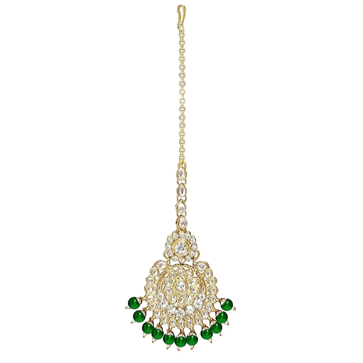 I Jewels Gold Plated Kundan Necklace Set Jewelry for Women with Earrings & Maang Tikka | 5-Piece Set - view 6