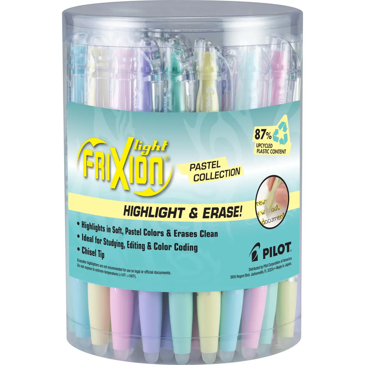 PILOT FriXion Light Erasable Highlighters, Pack of 36 Assorted Pastel Colors | Smooth Ink Flow, Fade-Resistant, Acid-Free - main product image