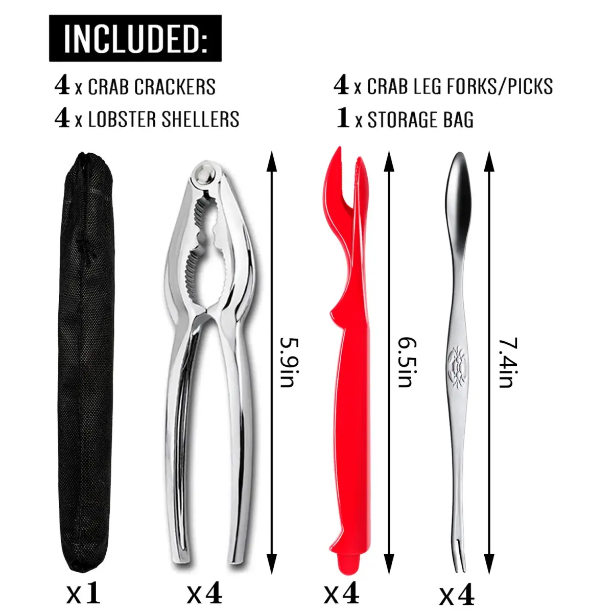 KXCOFTXI 13-Piece Crab Leg Cracker Set with Portable Bag | Heavy Duty Zinc Alloy & Stainless Steel Tools - view 2