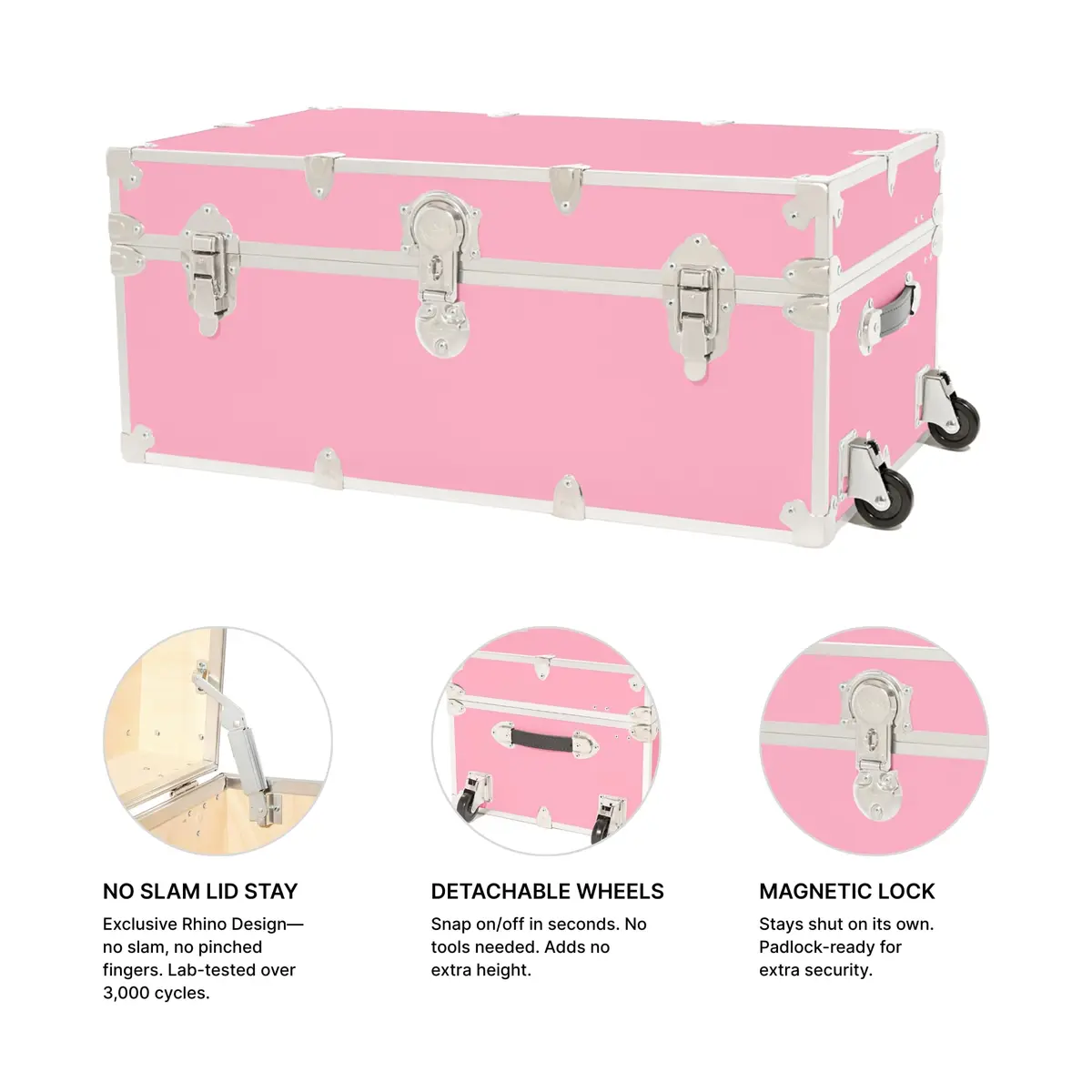 Rhino Classic XL Storage Trunk with Wheels | Heavy-Duty Footlocker for Camp & Dorm - view 4