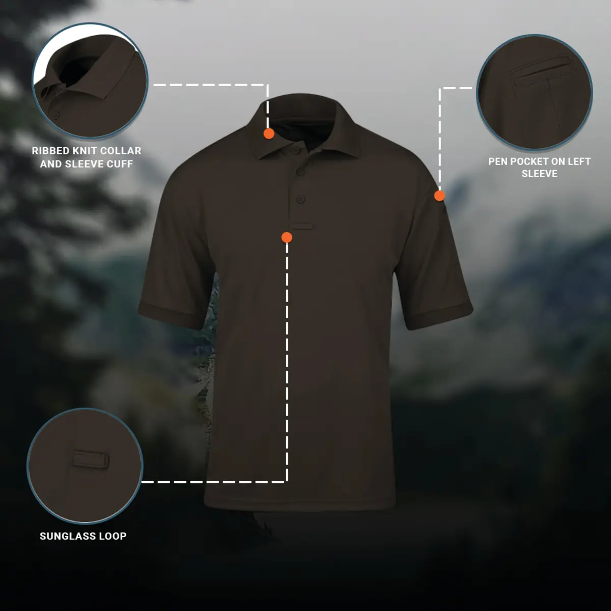 Propper Short Sleeve Uniform Polo, Brown, 5X Large | Classic Work Polo for Uniformed Teams - view 4
