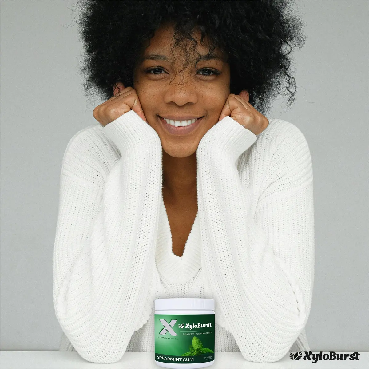 XyloBurst Sugar Free Gluten Free Chewing Gum Spearmint | 300 Pieces (100 Count Jar, Pack of 3) - view 7
