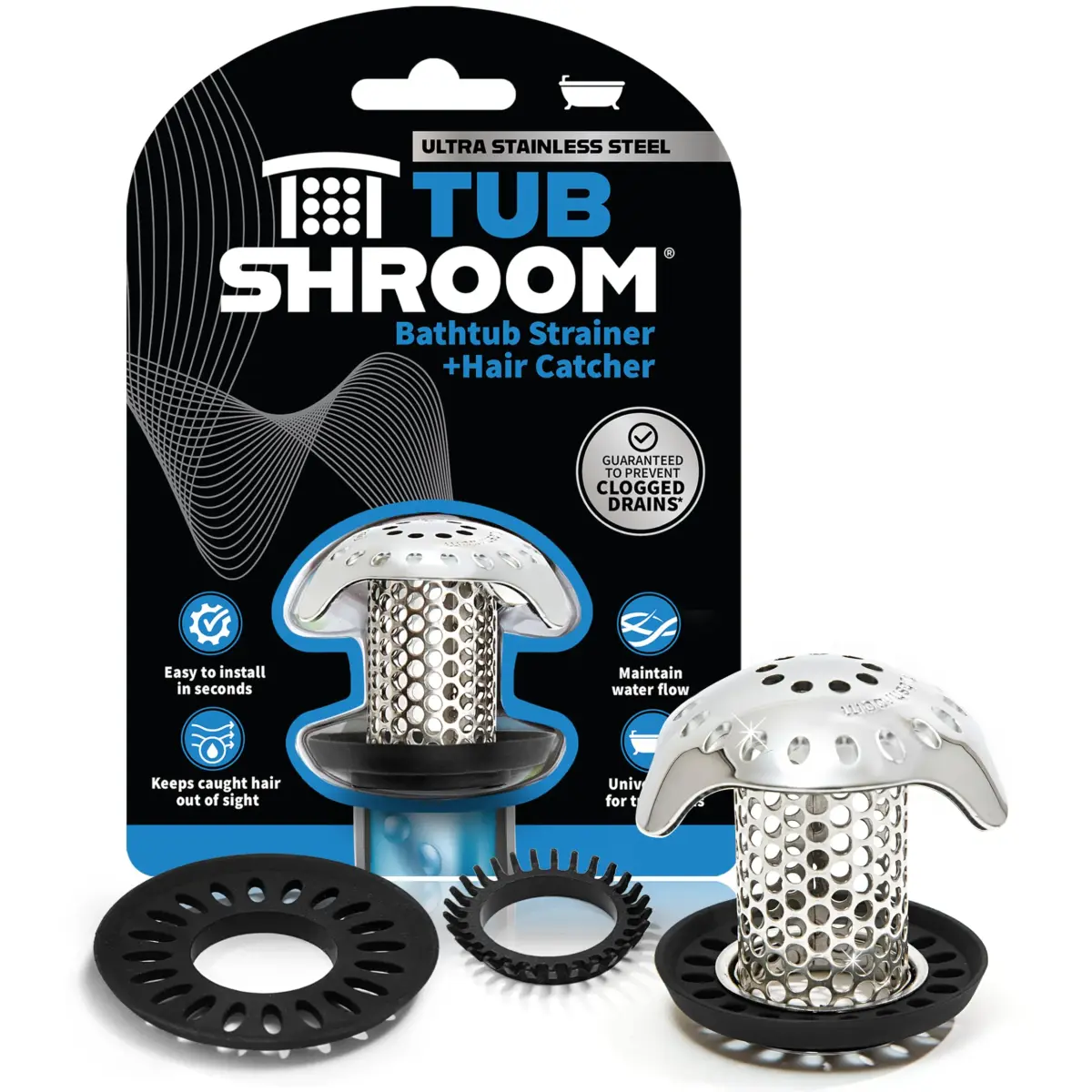 TubShroom Ultra Bath Tub Drain Protector Hair Catcher/Strainer 2.54cm (1 inch) | Fits Standard Drains - main product image