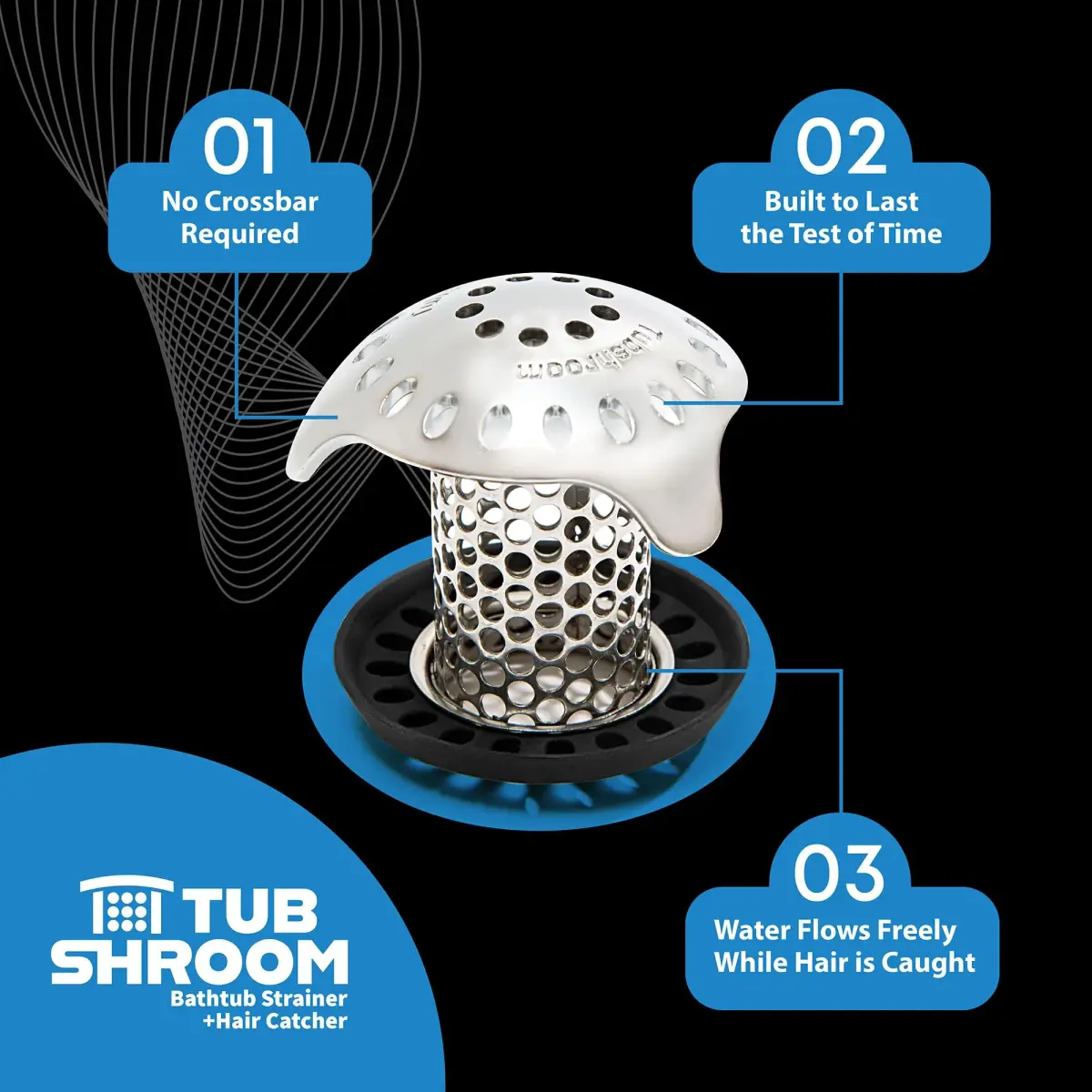 TubShroom Ultra Bath Tub Drain Protector Hair Catcher/Strainer 2.54cm (1 inch) | Fits Standard Drains - view 8
