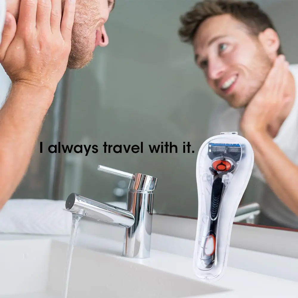 Nincha Portable Manual Razor Travel Case Transparent | Protects Razor & Keeps it Dry - view 7