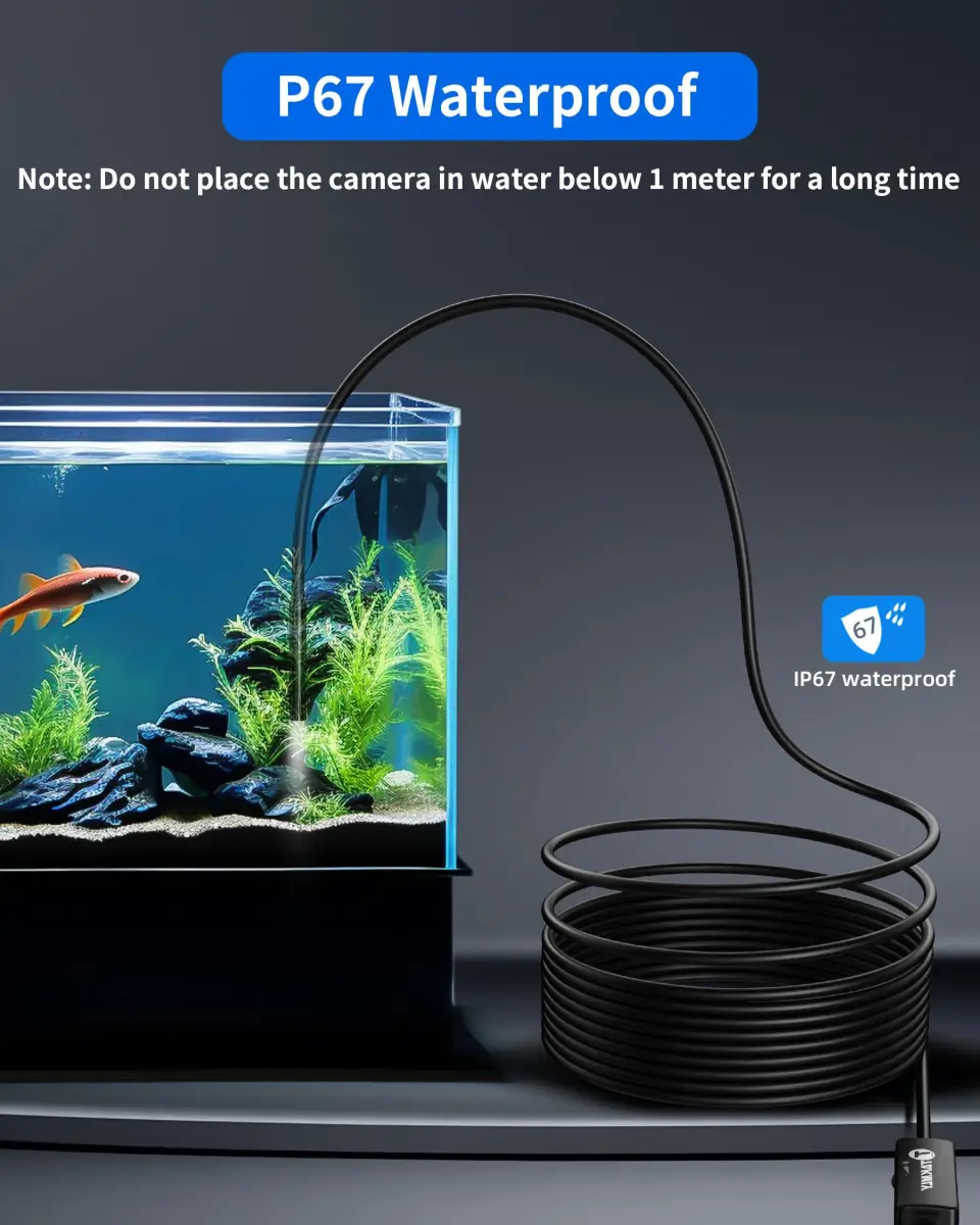 T TAKMLY 5.5mm Endoscope Borescope Inspection Camera with Light 5.2cm (16.4ft) | IP67 Waterproof for iPhone & Android - view 5