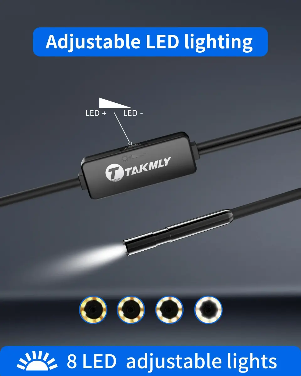 T TAKMLY 5.5mm Endoscope Borescope Inspection Camera with Light 5.2cm (16.4ft) | IP67 Waterproof for iPhone & Android - view 6