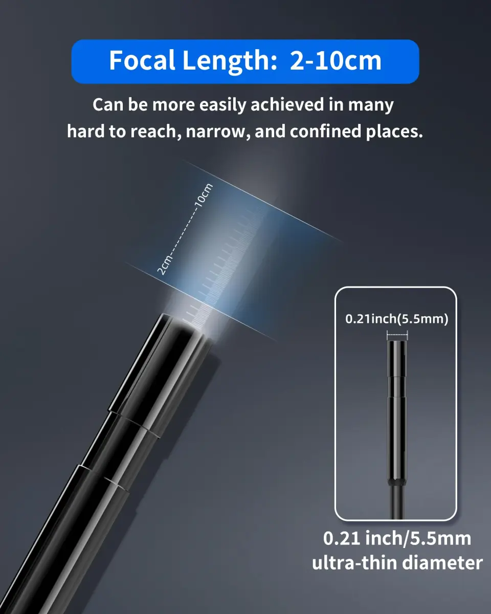 T TAKMLY 5.5mm Endoscope Borescope Inspection Camera with Light 5.2cm (16.4ft) | IP67 Waterproof for iPhone & Android - view 3