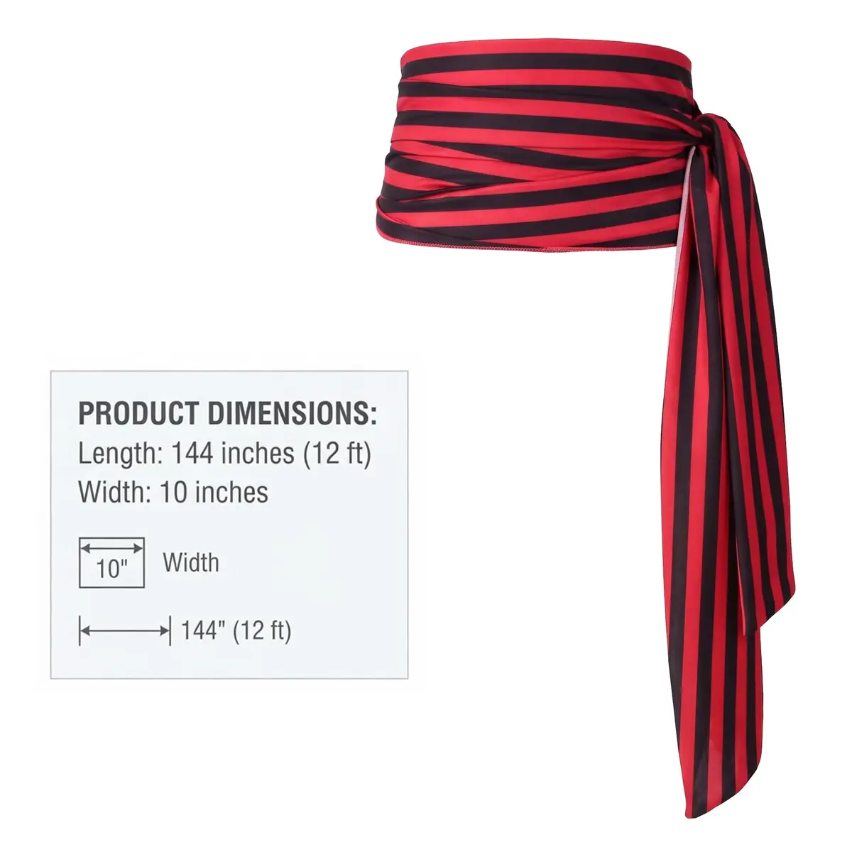 ThePirateDressing 100% Cotton Pirate Sash Belt for Men & Women, Renaissance Costume Accessory, 144 inch x 10 inch - view 3