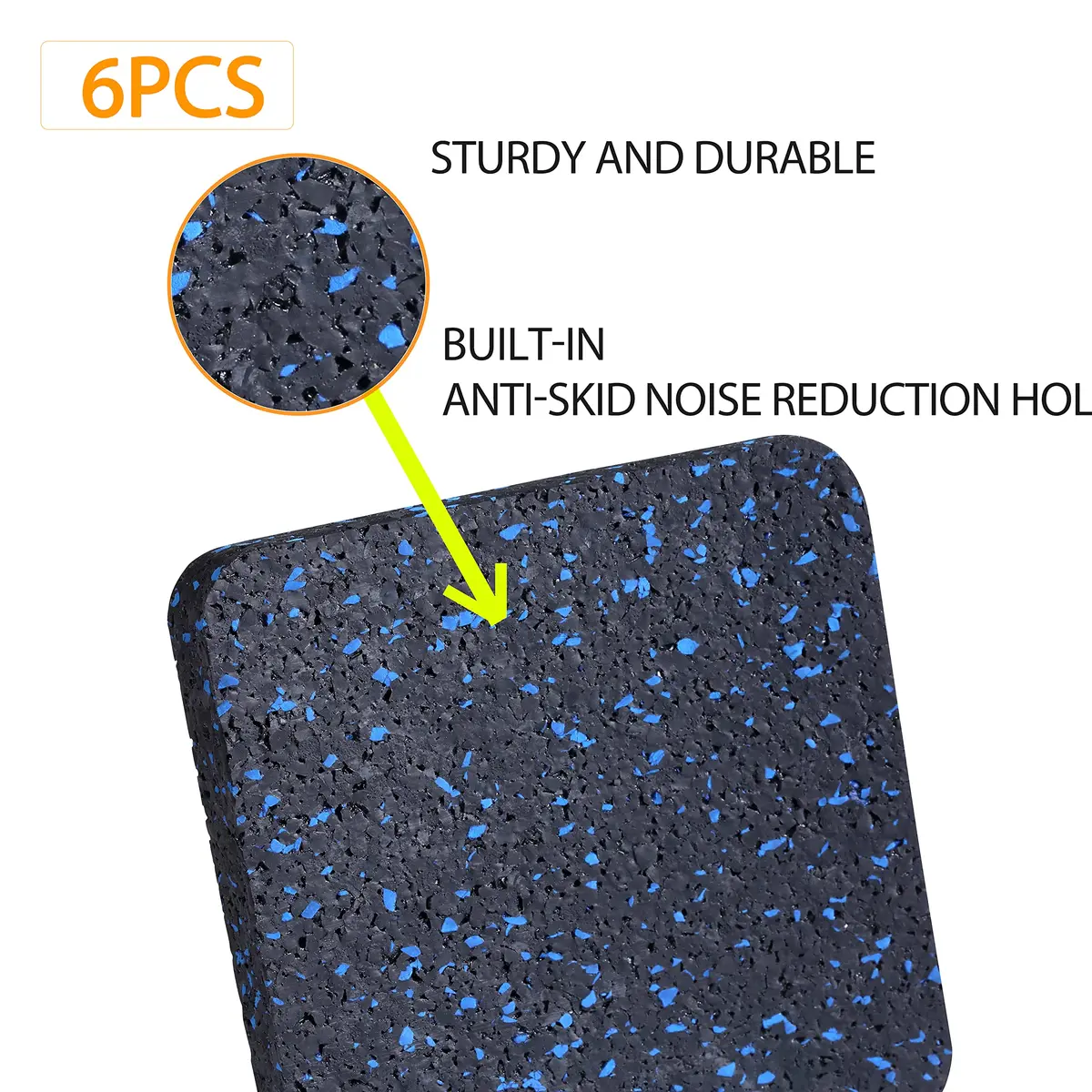 BestXD Rubber Treadmill Mat Pads 6-Pack 10.0cm x 10.0cm x 1.27cm | Protects Floors & Reduces Noise - view 6
