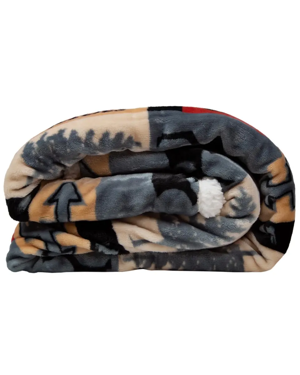 Carstens Lake House Rustic Cabin Sherpa Fleece Large Throw Blanket, 54" x 68", Blue - view 2