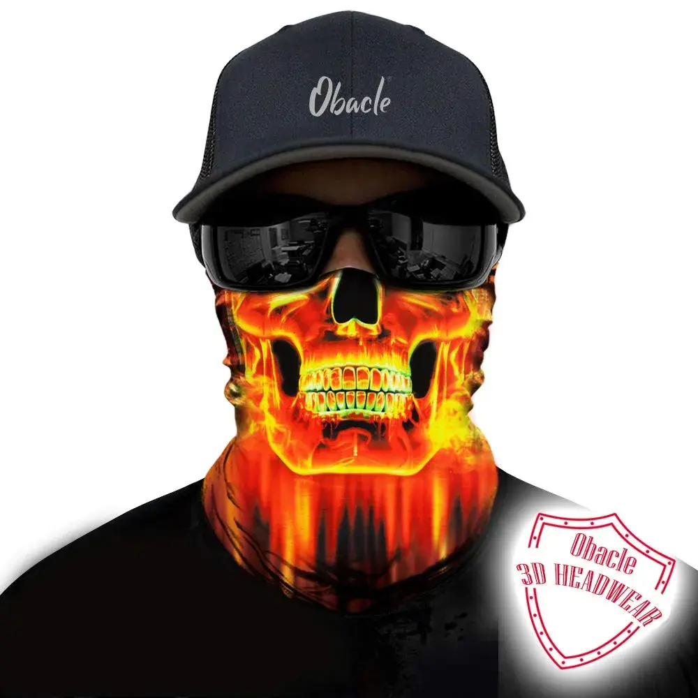 Obacle Skull Face Mask Half - Skull Fire Neat Teeth Design for Dust, Wind & UV Protection - view 2