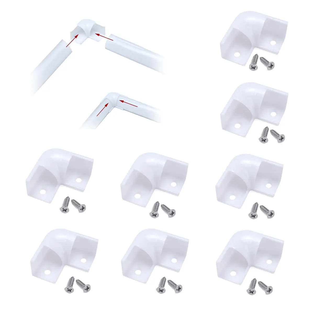 Muzata 8Pack White Plastic Corner Connector for V1SW LED Channel LC08 | Seamless 90° Corner Fit - main product image