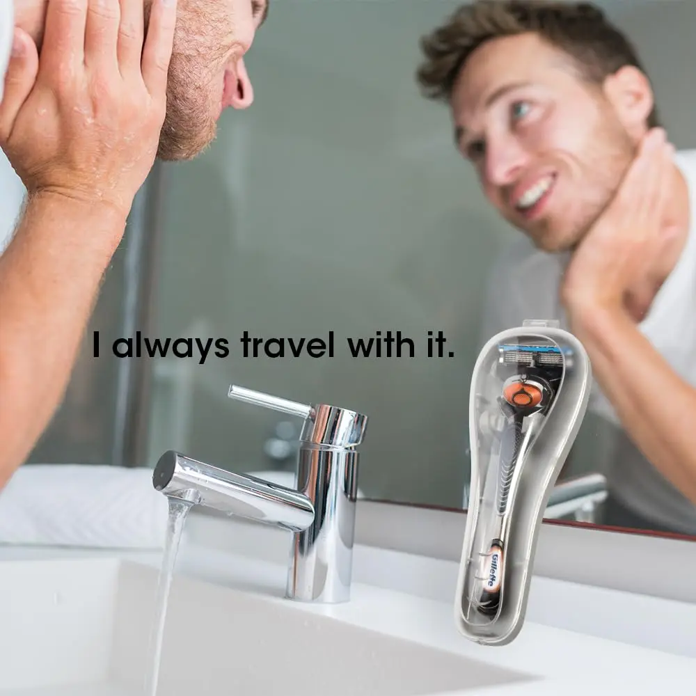 Nincha Manual Razor Travel Case Portable Plastic Razor Protector Grey | Fits Most Manual Razor Systems - view 7