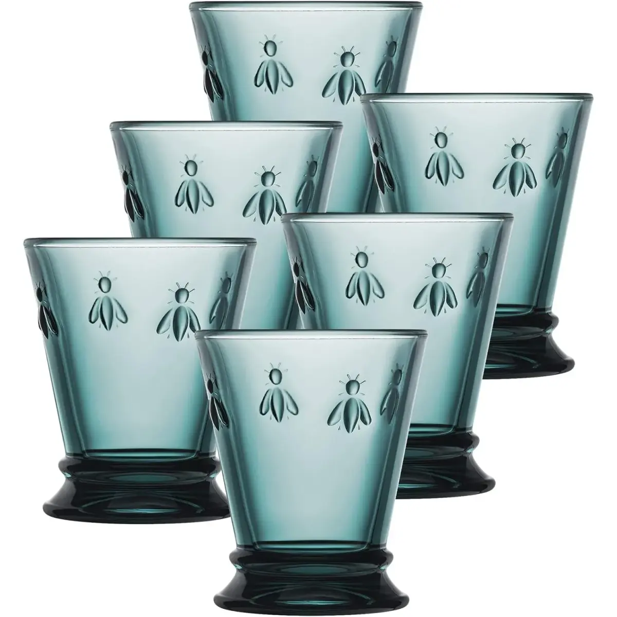 La Rochère Napoleon Bee Blue Tumbler Set of 6 | 255ml (9 fl oz) Classic French Glassware - main product image