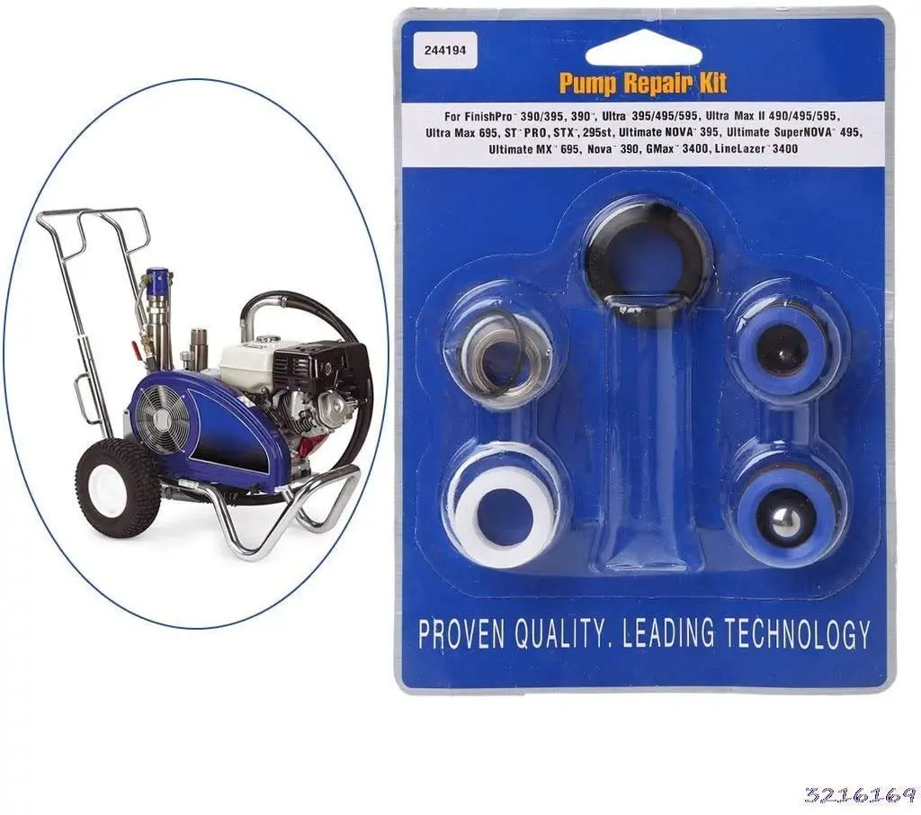 GDHXW Pump Repair Packing Kit for Graco Airless Paint Sprayer 244194 | Compatible with 295, 3400, 390, 395, 490, 495, 595 Models - view 3
